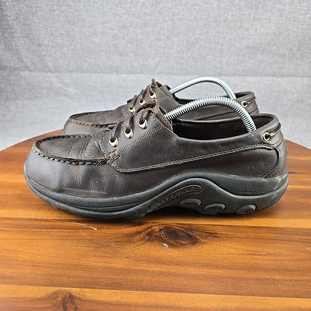 Merrell Jungle Sport Chocolate Brown Leather Boat Shoes Mens 9.5 Womens 11 99301